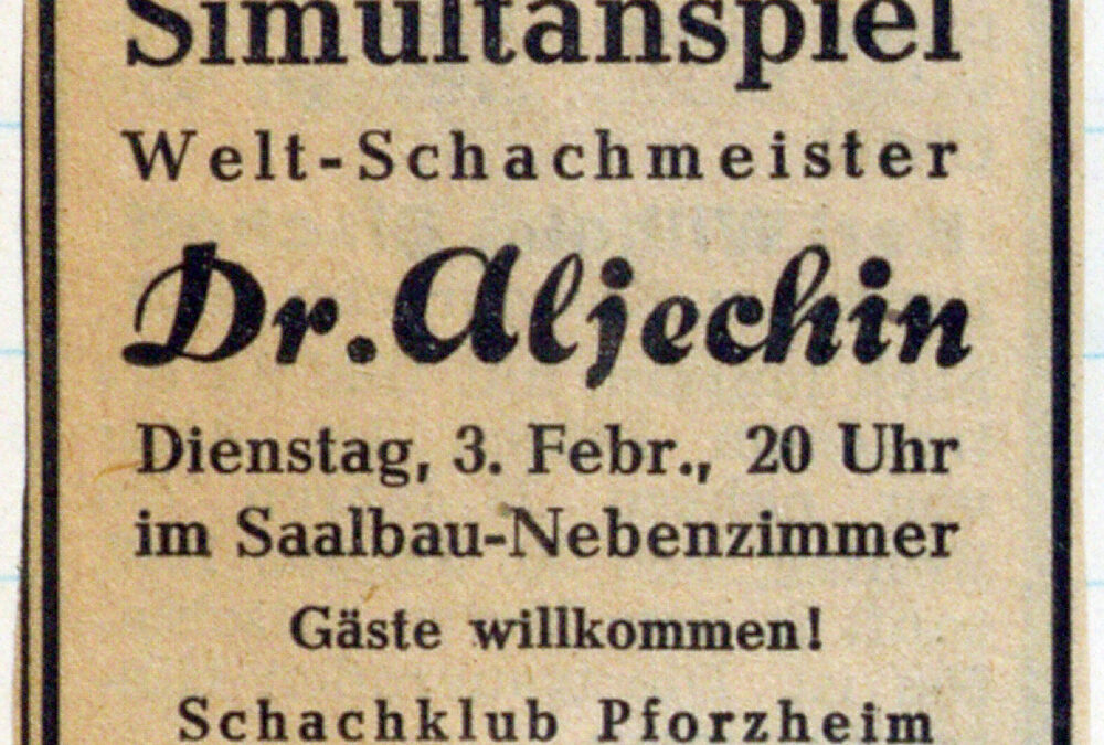 Schach in Pforzheim im Nationalsozialismus (Montagabend im Archiv)